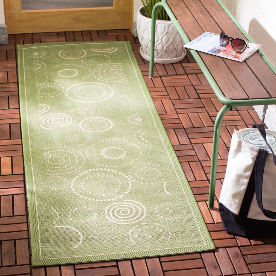 SAFAVIEH Outdoor CY1906-1E06 Courtyard Olive / Natural Rug - Image 3 of 4
