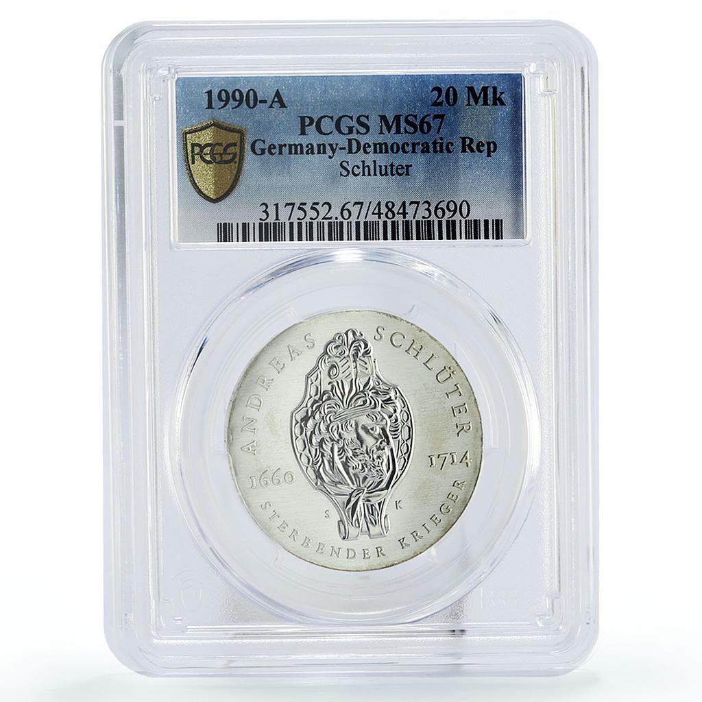 Germany DDR 20 mark Sculptor Andreas Schluter Art MS67 PCGS silver coin  1990 | eBay UK