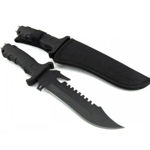 Sharp Camping Tactical Razor Bowie Knife Survival Tool Sticker w Nylon Sheath