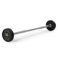 Titan Fitness 30 LB Rubber Straight Fixed Barbell, Pre-Loaded Weight Bar for Str