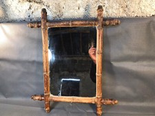Antico Specchio Cornice IN Legno Imitazione Bambù Vintage Barbiere Parrucchiere