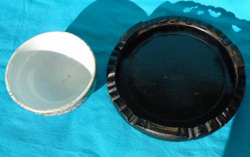 vaso zenzero porcellana smaltata cinese vintage, altezza 81/4", scena signore cinese - Foto 8 di 12