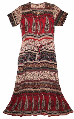 Indian Vintage Look Dress For Women Retro Hippie Gypsy Ethnic Boho Abaya  Falda | eBay