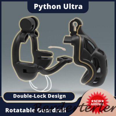 NEW Python Ultra 3D Printed Cage Double-Lock Rotatable Guardrail Chastity Device