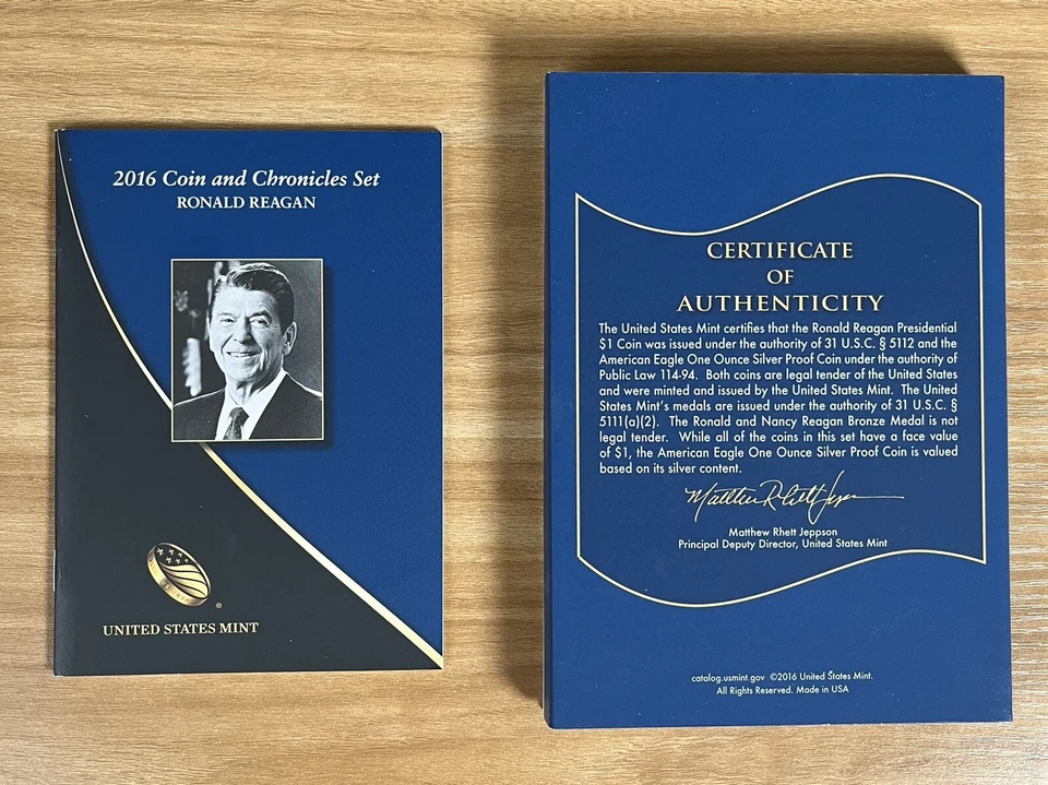 2016 Ronald Reagan Coin And Chronicles Set with Proof Silver Eagle OGP & COA - Image 3 of 4