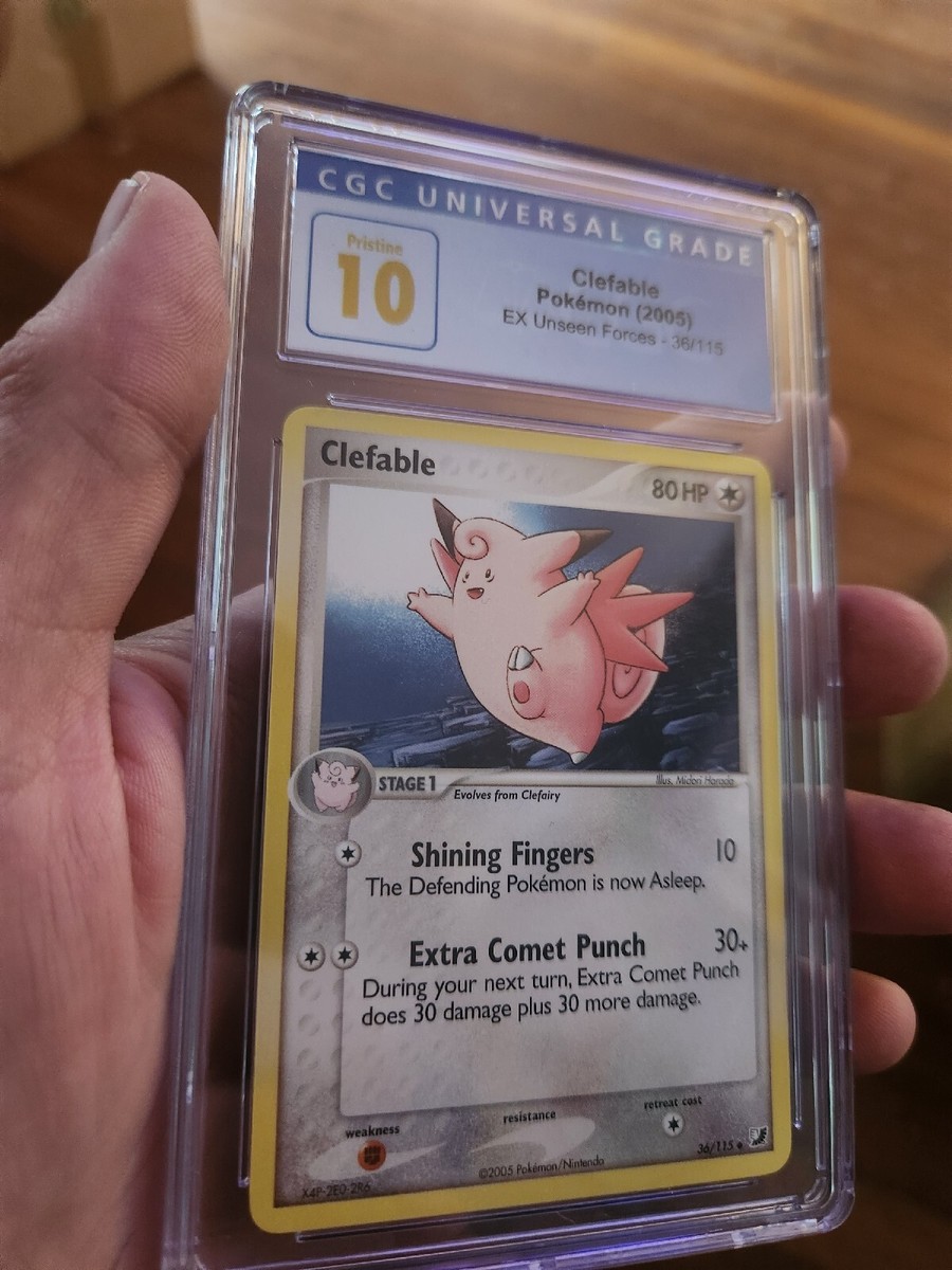 POP 1) CGC 10 PRISTINE Clefable 36/115 EX Unseen Forces Pokémon 