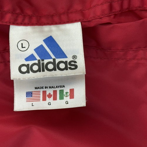 Vintage Adidas Jacket Boys Large Red Gray Fleece Reversible Hooded 90s - Picture 2 of 20