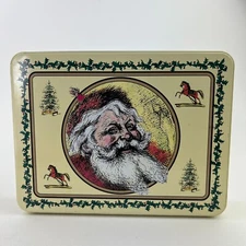Old World Santa Clause Great Lakes Confectionery Christmas Cookie Storage Tin