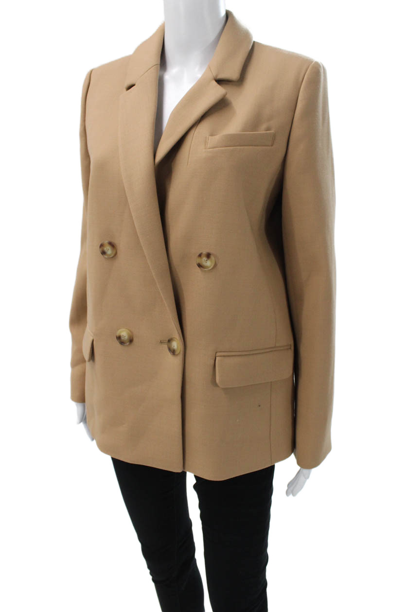 Sezane Women Beige Basic Jacket Button Solid Poly… - image 3
