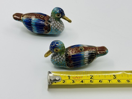 Pair of Vintage Chinese Porcelain Incense Burners Cloisonne Ducks - Collectible - Picture 9 of 11