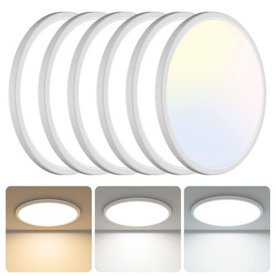 6 Pack 13 Inch LED Flush Mount Ceiling Light, 3200LM 28W Ultra-Slim LED Ceili...
