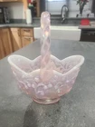 Fenton Pink Opalescent Lilies of the Valley Basket