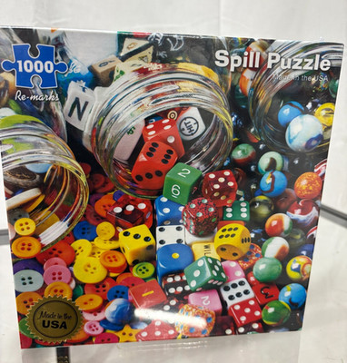 Re-Marks Marble Dice Button Findings SPILL 1000 piece Puzzle Made USA Sealed NEW