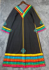 Vintage Josefa Kaftan Dress Embroidered Ribbon Boho Mexican Colorful Cotton