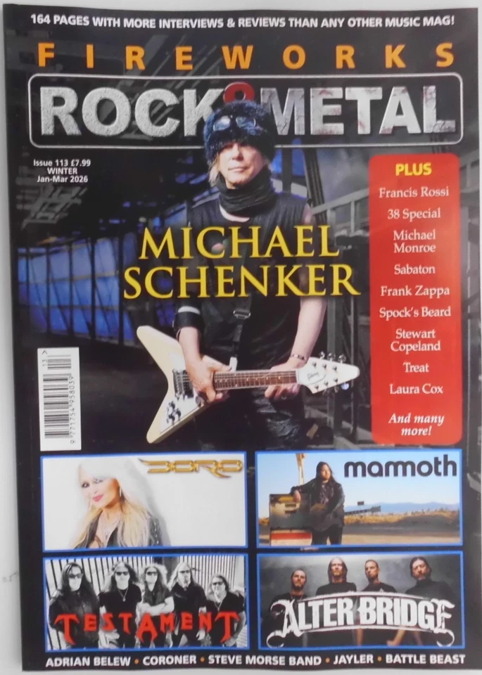 Fireworks magazine Winter 2025 Michael Schenker, Francis Rossi, Doro, Mammoth