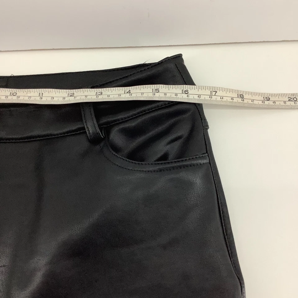 NEXT Black Faux Leather Trousers Leggings UK 14R PU Stretch Wet Look - Image 4 of 4