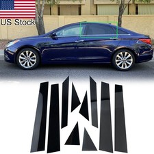 10pcs Glossy Black Pillar Post Window Covers Trim For 2011-2014 Hyundai Sonata