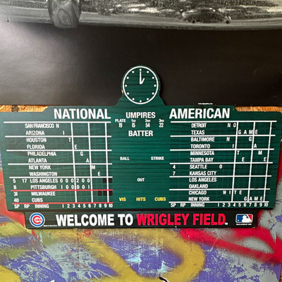 Chicago Cubs MLB Welcome to Wrigley Field Green Scoreboard Sign