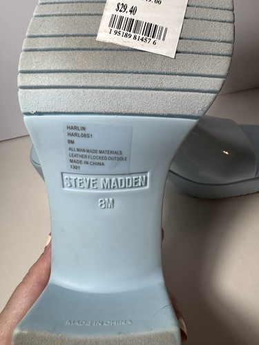 Steve Madden Damengröße 8 Harlin blau offene eckige Zehenpartie Pantoletten Absatz Sandale neu mit Etikett - Bild 7 von 9