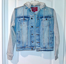 Red Label by Patriate Denim Unisex Hooded Denim Jacket Blue/Gray S