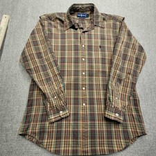 Polo Ralph Lauren Mens Classic Fit Plaid Button Down Shirt Brown Green Large