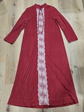 Vintage 1960s 70s Zip Front Lace Lounge Robe Hostess House Dress Boho