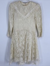 Vintage Gunne Sax Jessica McClintock Lace Dress Wedding Formal Girls Size 12