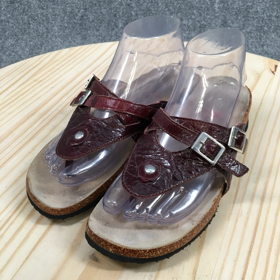 Sandalias Haflinger para mujer 38 tanga borgoña puntera informales cómodas tacones de cuña Foto 3 de 4