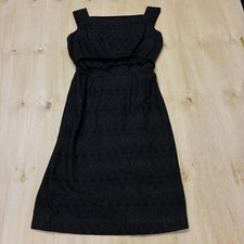 Floral Lace Dress Womens M Black Square Neck Fit & Flare Sundress Embroidered