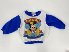 Vintage Baby Mickey Mouse Sweatshirt 12 Months White Blue Boxing 80s