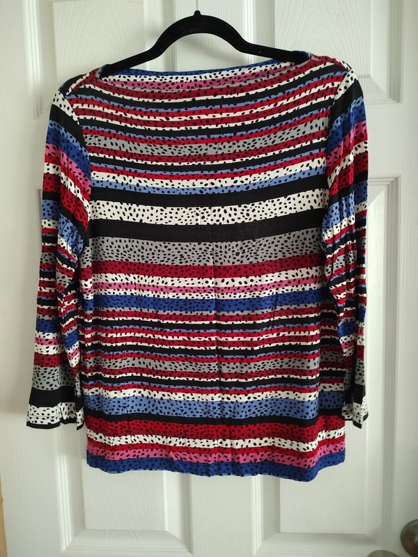 Ruby Rd Favorites Boat Neck Multi Colored Polka Dot Pattern Top Size Medium