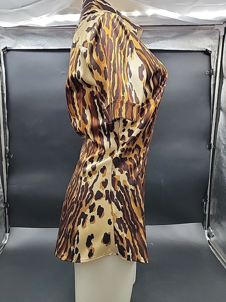 Blusa Dolce & Gabbana Mujer Mezcla Seda Estampado Animal Talla 44/US 8 Botones Frontales Foto 3 de 4