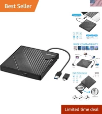 External DVD Drive USB 3.0 USB C CD Burner CD/DVD +/-RW Optical Drive, Slim P...