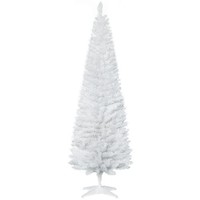 HOMCOM 6FT Pencil Artificial Christmas Tree with Solid Stand Tips White
