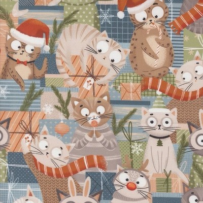 Fat Quarter Moda Purrfect Weihnachten süß Katzengeschenk Süßigkeiten 100% Baumwollstoff