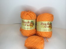 Peaches  Creme 100 Cotton Yarn Bright Orange Medium 4 Worsted lot of 3