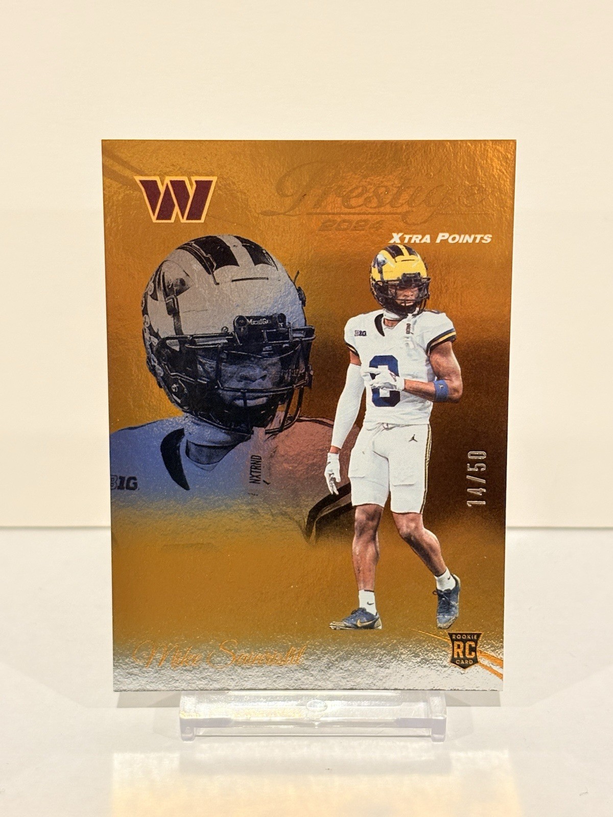 Mike Sainristil Panini Prestige #337 Orange Premium Xtra Points
