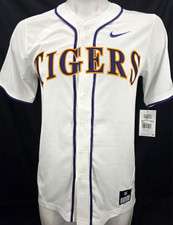 NEW Louisiana State LSU Tigers Nike White Full Button Baseball Jersey Men's M