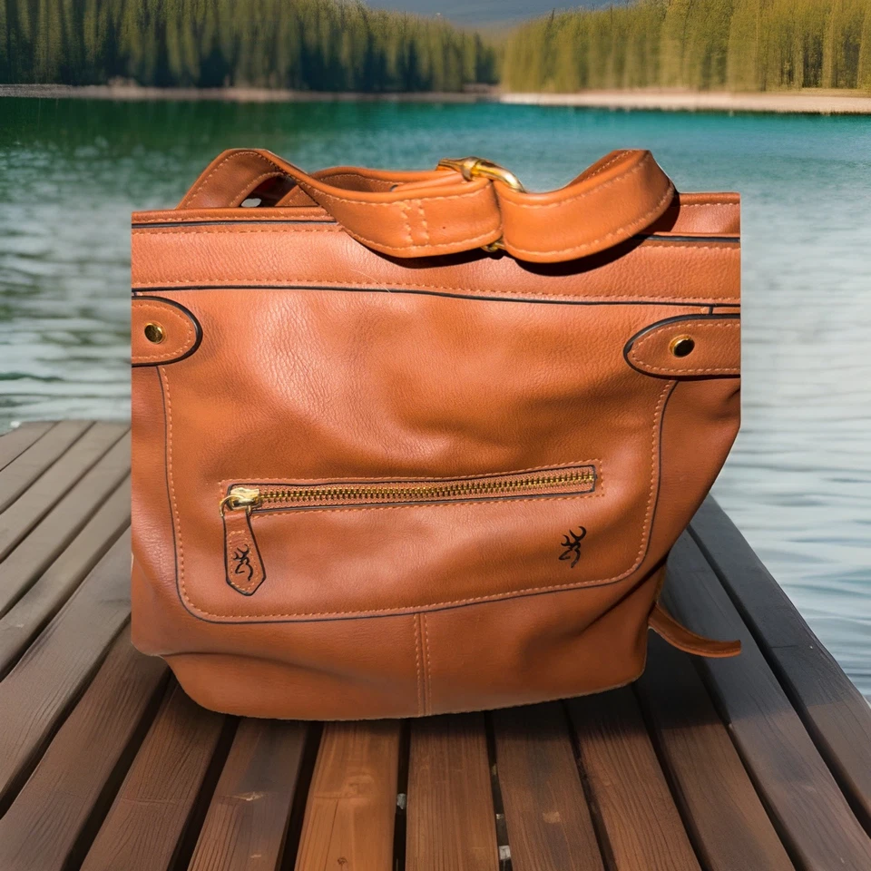 Browning Catrina Ladies Faux Brown Leather Concealed Carry Crossbody Purse - Image 4 of 4