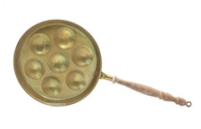Vintage Schneckenpfanne Pfanne aus Messing mit Holzgriff Ø 21,5 cm