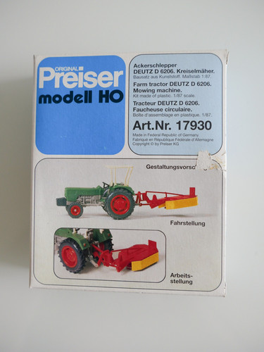 PREISER 17930 HO modelo tractor agrícola Deutz D6206 cortacésped giratorio - NUEVO | Condition: Neu