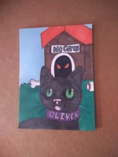 ACEO Original Acrylic Painting Landscape Miniature Art Card ATC Scenery 51 Cat