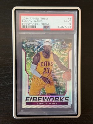Panini 2014-15 Prizm Fireworks-Prizm Silver LeBron James Cavaliers #4 PSA 9