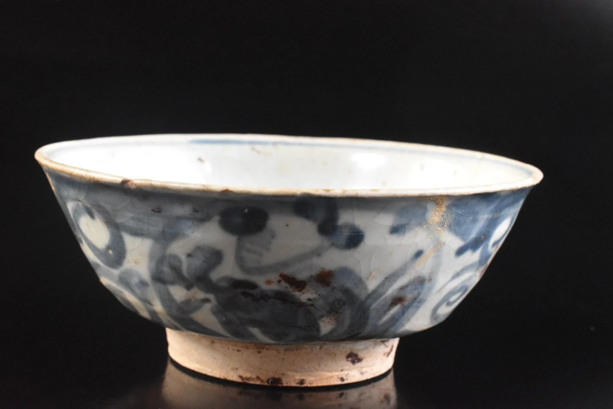 蓝色陶瓷中国古董碗| eBay