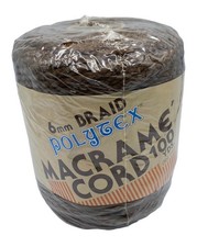 POLYTEX Braid Macrame Cord Brown 6 mm 100 Yds New Sealed Nylon Net Company