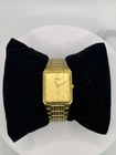 Mens Vintage Seiko Quartz SX Gold Tone Rectangular Dress Watch Working.