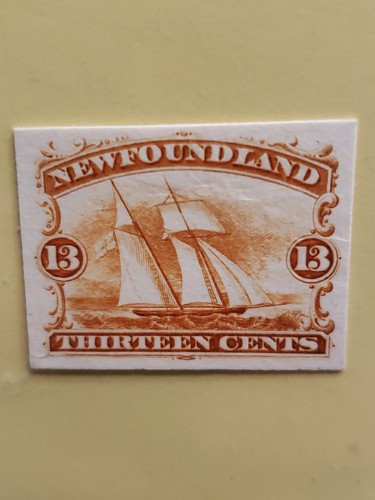 13 Cents NEWFOUNDLAND Ship Yellow Proof On Card MVF - Bild 3 von 6