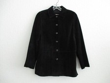 Valerie Suede Jacket Women's Petite Small W36in Black Coat Blazer Leather Button