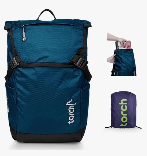 New! TORCH Sinpo Laptop Backpack, Unisex, with Rain Cover, Blue, Lightweight NWT - Picture 2 of 16