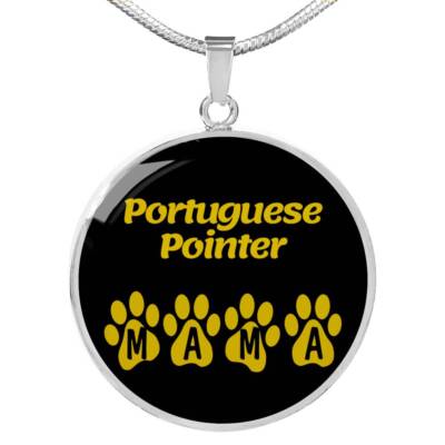 Portuguese Pointer Mama Circle Necklace Stainless Steel 24 Inch Chain Silver To